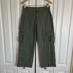 Aeropostale Utility Cargo Pants Women’s S Khaki Green Baggy Relaxed Ankle Hemmed